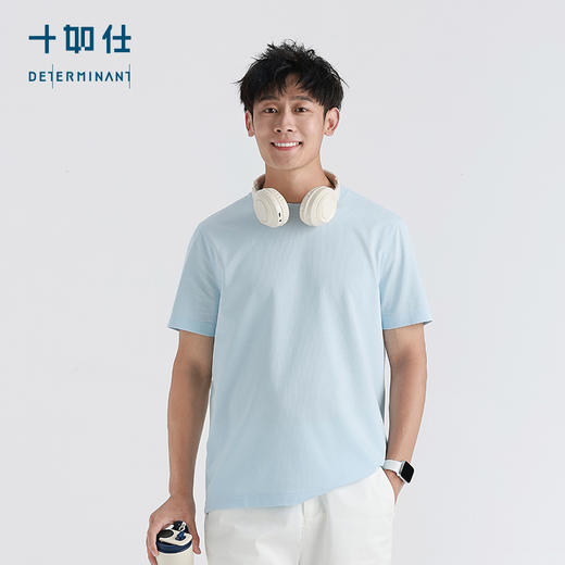 十如仕单向导湿夏季短袖t男士圆领透气舒适户外休闲简约男T恤-T33-01 商品图3