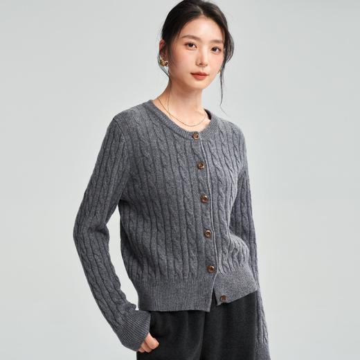 【高货sh】全新升级【铂金会员238/天猫319/差价81】(21200) 洛诗琳针织粗棒针宽松时尚毛衣慵懒风绞花圣诞红开衫上衣 商品图0