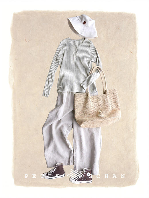 PETIT SCHAN小闪 CLO#728 Invisible 无形 桑蚕丝棉麻竖坑条可打底可外穿四季款亨利领针织衫 商品图8