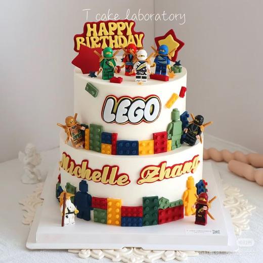 8寸+6寸双层乐高积木蛋糕 商品图0