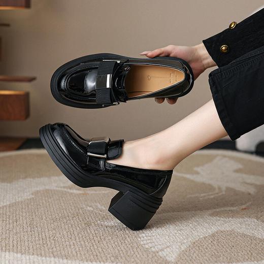 【预售5天】英伦风厚底粗跟单鞋新款百搭黑色春季高颜值小皮鞋HCYYHD&5783 商品图1