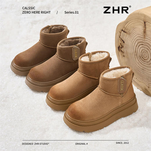 ZHR则则加绒加厚雪地靴女2024冬季新款保暖防水厚底增高棉鞋女鞋 商品图7
