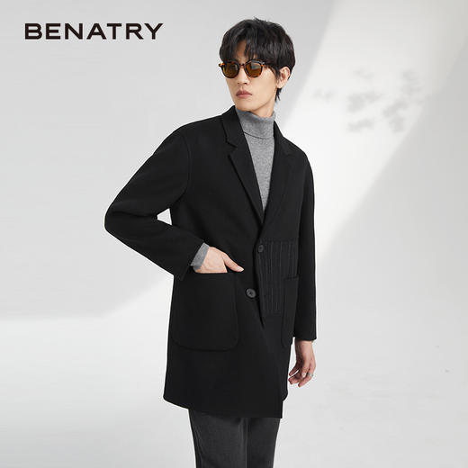 贝纳川多面料拼接男士时尚呢外套ECK428002402 商品图4
