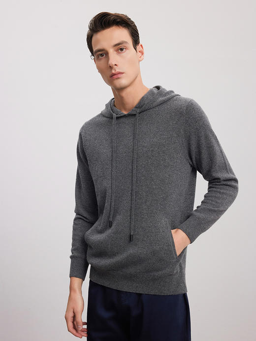 【连帽针织运动衫】羊绒世家秋冬新品男士100%山羊绒休闲运动外套 商品图1