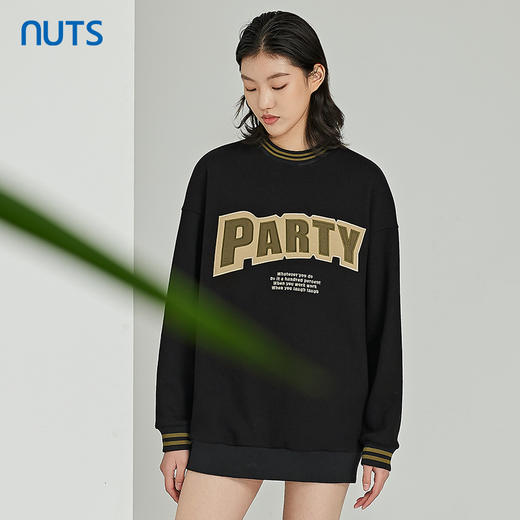NUTS春季新品时尚纯色气质百搭撞色长袖T恤女312023195B 商品图1