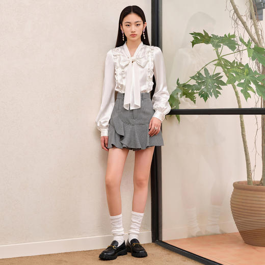 精致复古黑白格纹裙裤早秋高腰显瘦a字短裤(货号:MS88PA752Z0002) 商品图1