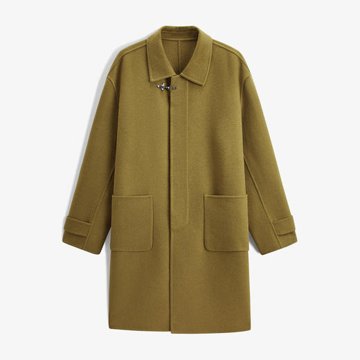 GXG男装 时尚潮流芥末黄长款大衣简约翻领通勤休闲冬季热卖GEX12627764 商品图4