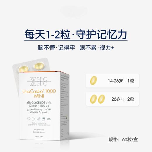 WHC小金蛋鱼油Omega3高纯度95 rTG结构补脑记忆力青少年学生备考 商品图3