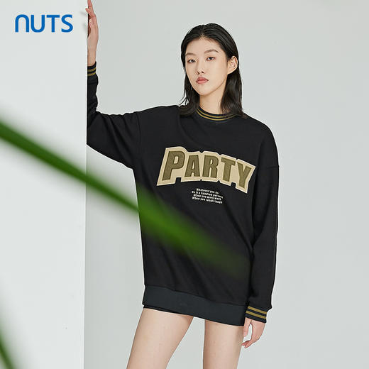 NUTS春季新品时尚纯色气质百搭撞色长袖T恤女312023195B 商品图0