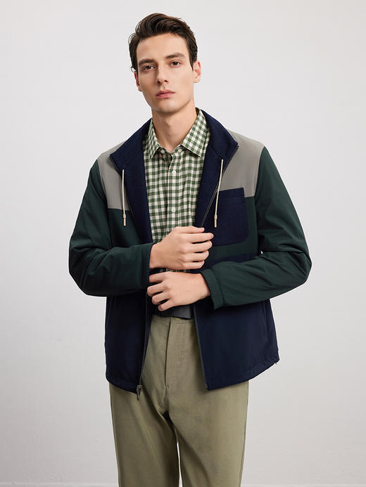 【拼色双面夹克外套】男士春秋新品100%羊毛商务休闲双面两穿外套 商品图1