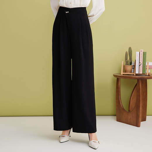 EITIE爱特爱高腰直筒垂坠显瘦通勤百搭阔腿休闲裤2025春季新款A2505505 商品图1