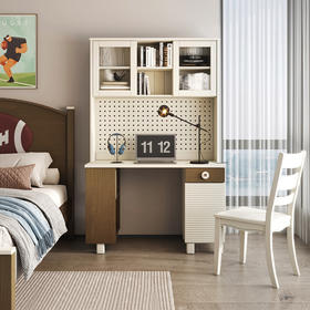 喜梦宝实木书桌学习桌书房电脑桌带书架直角书桌写字台