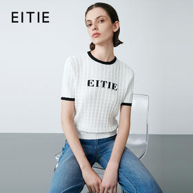 EITIE爱特爱春季新款撞色显瘦百搭基础简约针织衫7701412
