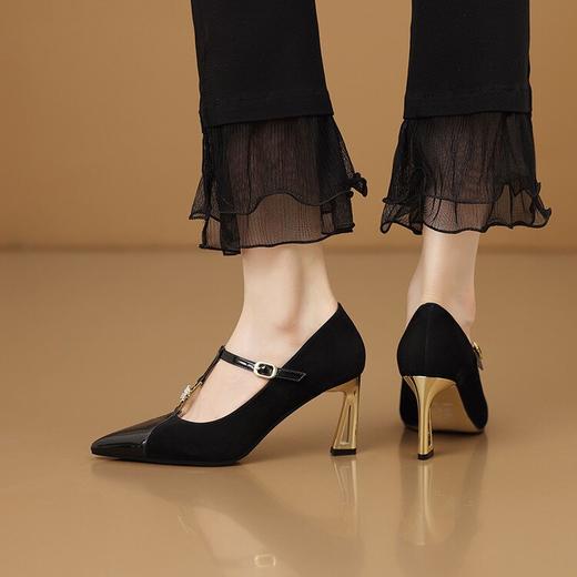 【预售5天】复古高跟鞋女粗跟新款尖头T字带玛丽珍单鞋HY&H3644 商品图4