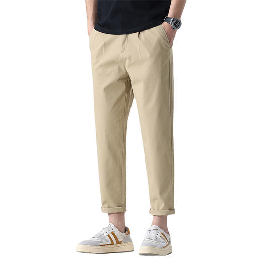 【夏季薄款】【纯棉】【新款DYG】大依优型大码夏季休闲九分裤男士薄款简约纯色休闲裤男宽松日式哈伦裤男潮 商品图4