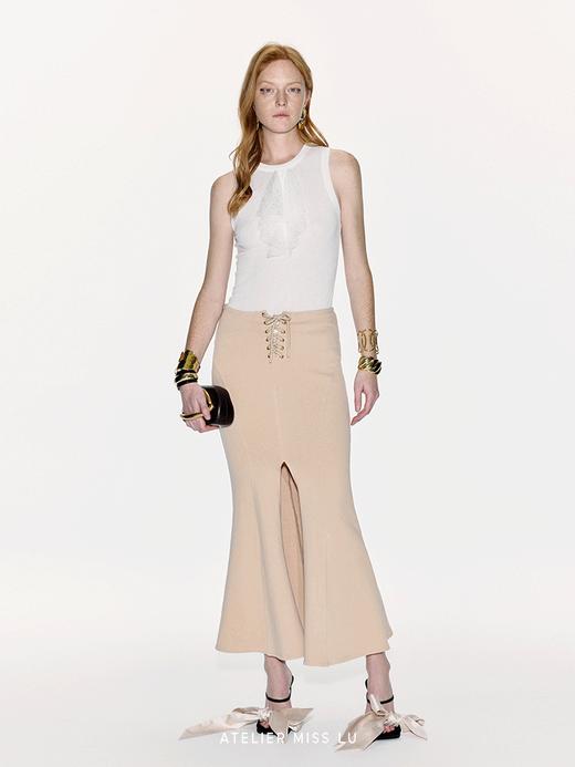 【涅柔斯】交叉绑带设计前开衩鱼尾长裙 商品图0