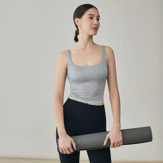 【3~5天发货】跃牌【美度空间】系列 莫代尔罗纹裸感瑜伽背心女宽肩美背WX42010 商品图1