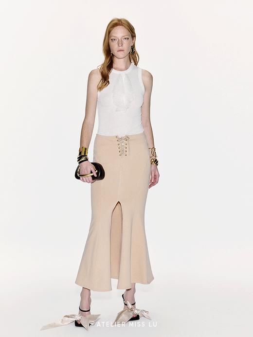 【涅柔斯】交叉绑带设计前开衩鱼尾长裙 商品图2