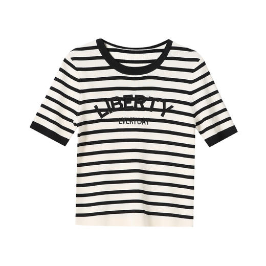 VIMAGE纬漫纪经典复古黑白条纹修身针织衫2025春季新款V2301908 商品图6