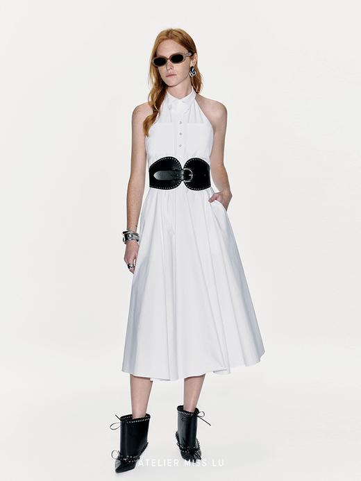 【夏日清晨】立体兰花裁片拼接挂脖露背大摆连衣裙 商品图0