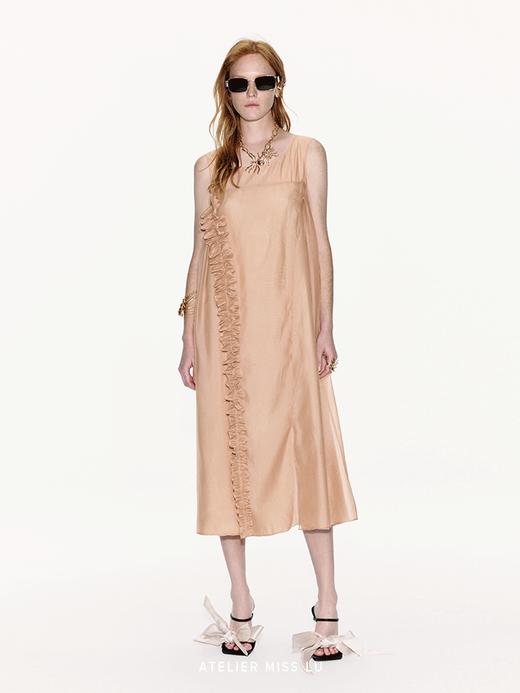 【橘子海】不对称立体压褶花边设计廓形薄纱连衣裙 商品图1