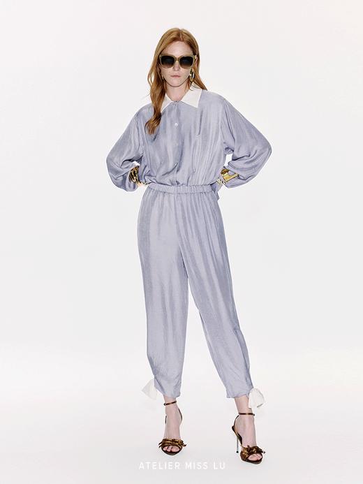 【南法遐想】蝴蝶结撞色拼接弹力收腰醋酸连体裤 商品图2