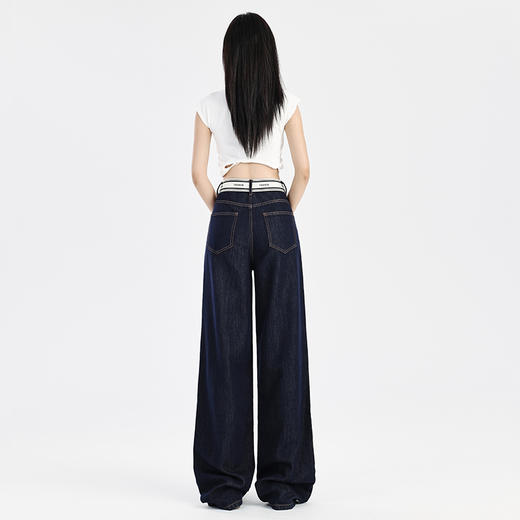 【莱赛尔棉】罗蒙春夏牛仔裤女士宽松休闲百搭直筒显瘦阔腿裤女长裤子 商品图6