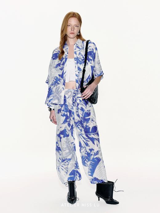 【蓝调多瑙河】品牌定染印花桑蚕丝亚麻混纺上衣 商品图3