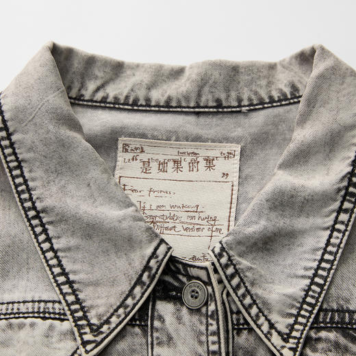 谜底牛仔连衣裙短袖2025春新品复古风H型衬衫式中长裙子251ML0148 商品图3