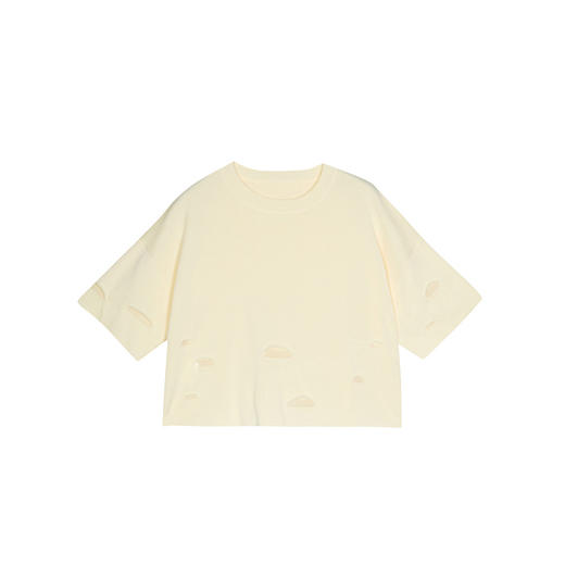 谜底短款针织衫短袖2025春季新品百搭宽松套头圆领上衣251MZ0385 商品图4