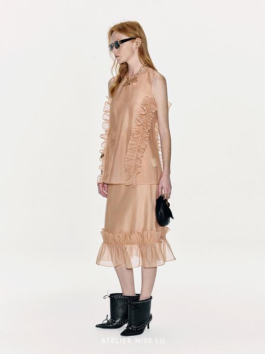 【橘子汽水】立体压褶花边设计透视上衣 商品图2