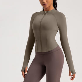 跃牌【倚窗听雨】系列 秋冬新款立领瑜伽外套加绒裸感修身运动拉链长袖WT12