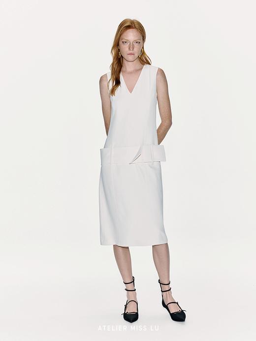 【白日香槟】蝴蝶结宽腰带微收腰无袖连衣裙 商品图3