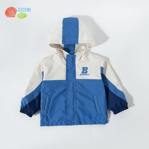贝贝怡【防泼水】2025新款春夏男童外套户外运动防风连帽儿童夹克ZB1ES045 商品图7