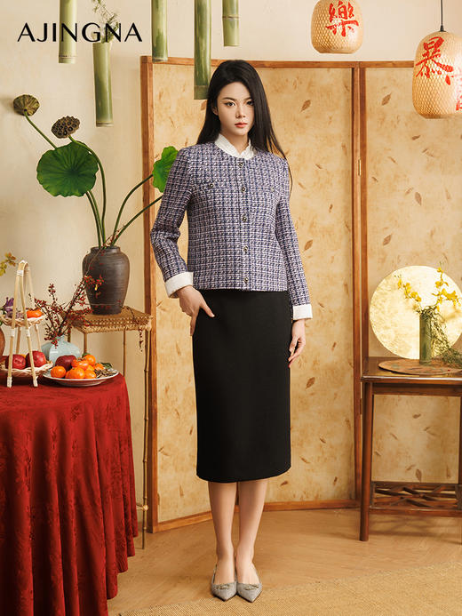 【商场同款】阿菁娜2025春季新款箱型小香风上衣A30C107032 商品图0