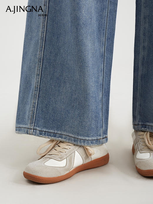 【时髦腿精】阿菁娜复古浅蓝色镰刀阔腿牛仔裤F30C210023 商品图4