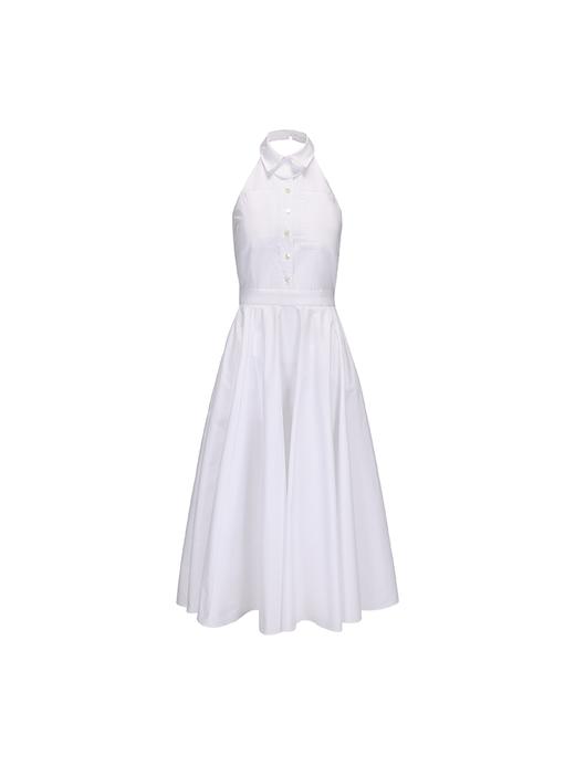 【夏日清晨】立体兰花裁片拼接挂脖露背大摆连衣裙 商品图4