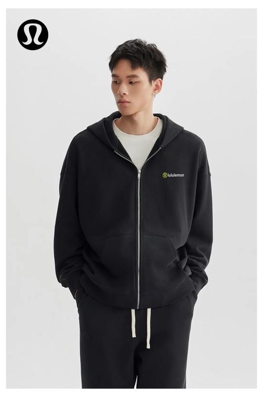 lulu2025春夏新款露露乐檬拉链休闲外套帽衫，潮流宽松百搭基础款纯棉外套，男女同款 商品图1
