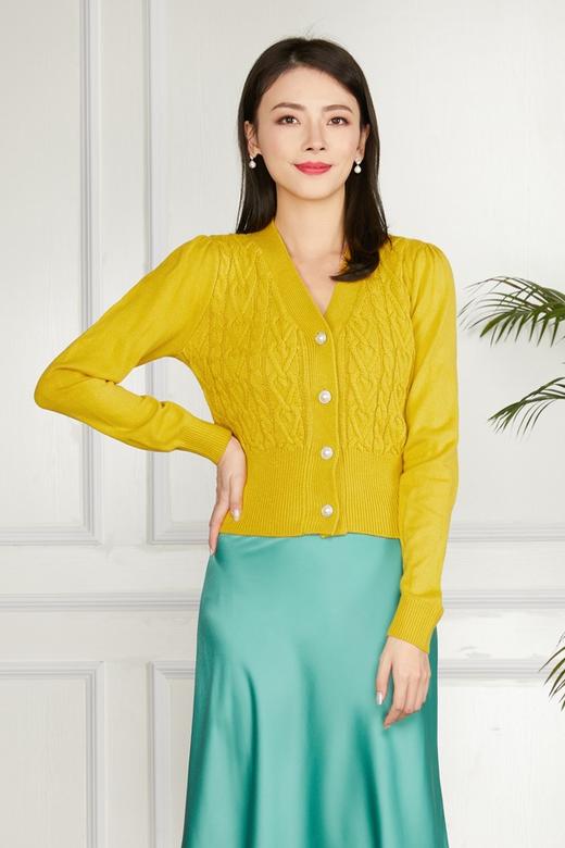 Le Malene 珍珠纽扣装饰针织开衫 11551 商品图0