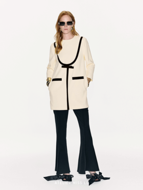 【造梦星轨】几何线条撞色拼接直身长袖连衣裙