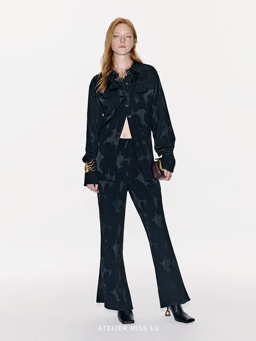 【夜火之光】新中式肌理醋酸收腰衬衫上衣 商品图3