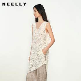 NEELLY纳俪商场同款春新款蕾丝设计感无袖吊带连衣裙女舒适上衣N25023Y01108