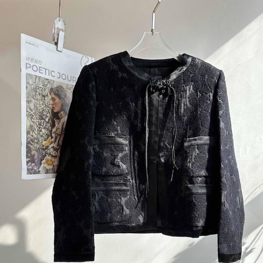 顺丰包邮洛诗琳35257国风羊毛提花拼接口袋盘花一粒扣外套220338 商品图4