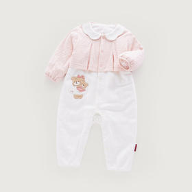 拉比-童衣类（春）I5绵绵反领全开连体衣粉红（PH)