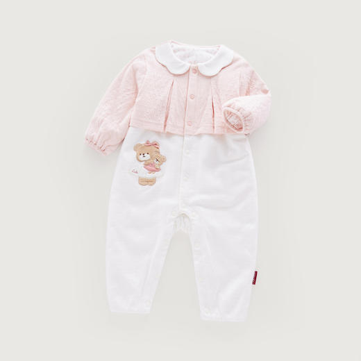 拉比-童衣类（春）I5绵绵反领全开连体衣粉红（PH) 商品图0