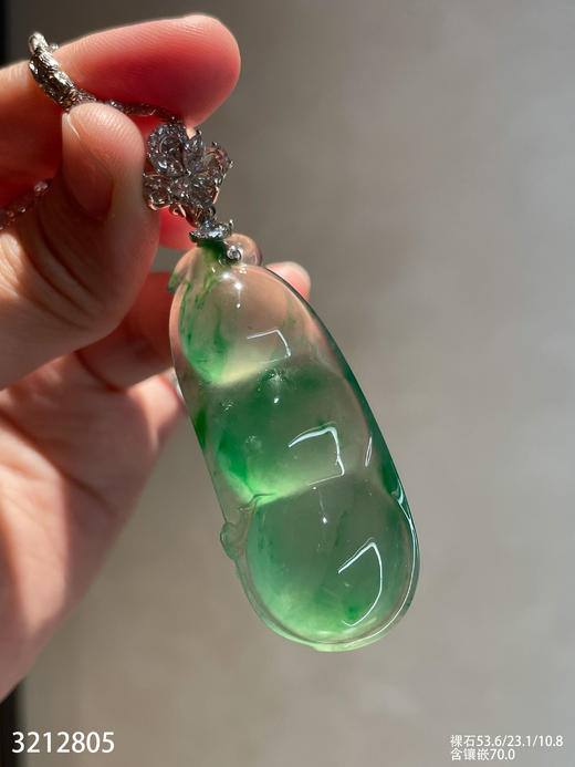 龙石种飘翠福豆吊坠【3212805】具体价格微信咨询 商品图1
