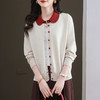 CC-11-9113小个子2025春秋季新款洋气娃娃翻领针织开衫女士拼色短款毛衣外套 商品缩略图0