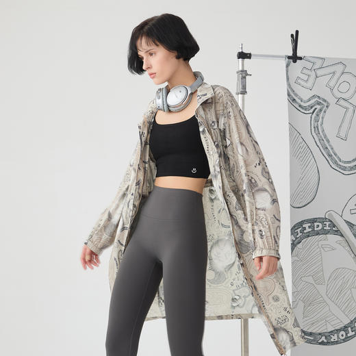 谜底立领花色风衣外套女2025春复古风中长款防晒衣长袖251ME0132 商品图1