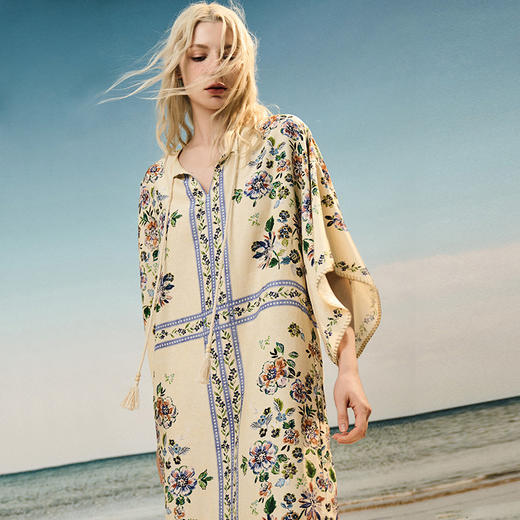 Solo seta女士海边度假风睡裙丝麻印花宽松连衣裙2025年春夏 商品图2