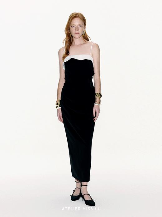 【海鸥环游】立体水流裁片撞色拼接收腰吊带连衣裙 商品图2